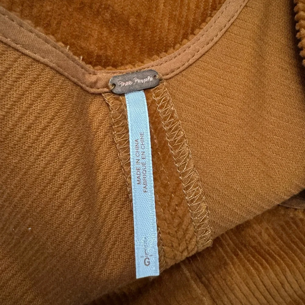 Free People Rolling Thunder Brown Corduroy Cinnamon Jumper Dress - Picture 5 of 7